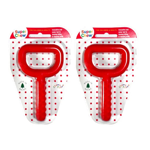 Chewy Tubes, 2 Pack - Red Super Chews - Pediatric and Adult Sensory Treatment Tool