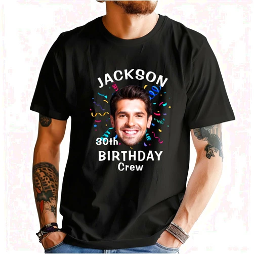 YESCUSTOM Personalized Photo Name Unisex T-Shirt,Custom Novelty Graphic Letter Printed Tee for Men and Women