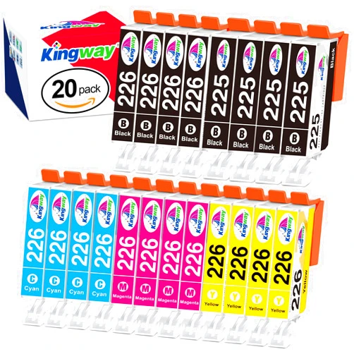 KINGWAY 225 226 Ink Replacement for Canon PGI-225 CLI-226 Ink Cartridges Compatible with MG5120 MG6120 MG6220 MG8120 MG8220 MG8120B iP4820 iP4920 Printer, 20pack