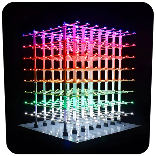 ICubeSmart 8x8x8 3D Led Cube Kit DIY Electronic Kits Teenagers Learning Soldering Project Kit with 3D Editing Software [3D8P-MULTI]