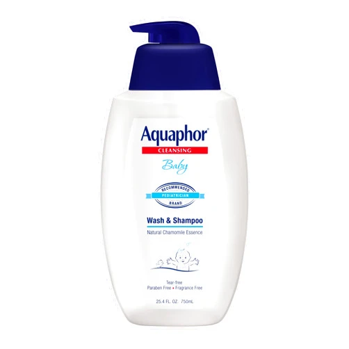 Aquaphor Baby Wash and Shampoo, Unscented Baby Shampoo and Wash, 25.4 Fl Oz Pump Bottle