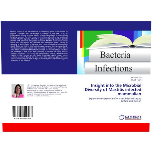 YATI VAIDYA,Bhakti Hirani Insight into the Microbial Diversity of Mastitis infected mammalian: Explore the microbiota of mastitis infected cattle, buffalo and human