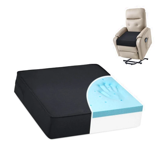 Shinnwa Gel Memory Foam Recliner Cushion for Elderly, Dual-Layer Foam Chair Pad, Extra Large Seat Cushion for Couch, Armchair, Wicker Chairs, Floor, 18 × 18 × 4in, Black