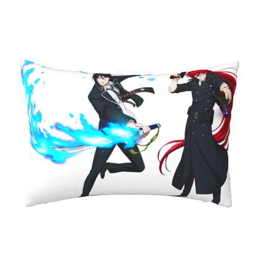 Akkis Black Anime Butler Throw Pillow Rectangular Pillowcase Bedroom Sofa Fashion Decoration Plush Cushion Cover One Size, White