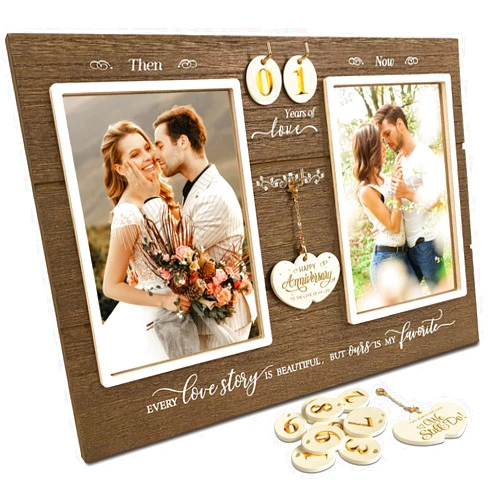 A'arkaJ Anniversary Wedding Gifts for Couple Parents Wife Husband. (1-99) Years Then & Now Anniversary Picture Frames(3 Options).