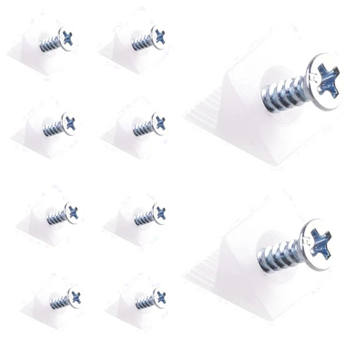 Canomo 100 Packs Furniture Chest Drawer Bottom Repair Fixing Mending Wedges 90 Degree Drawer Plastic Angle Code Bracket Fastener with Screws, White