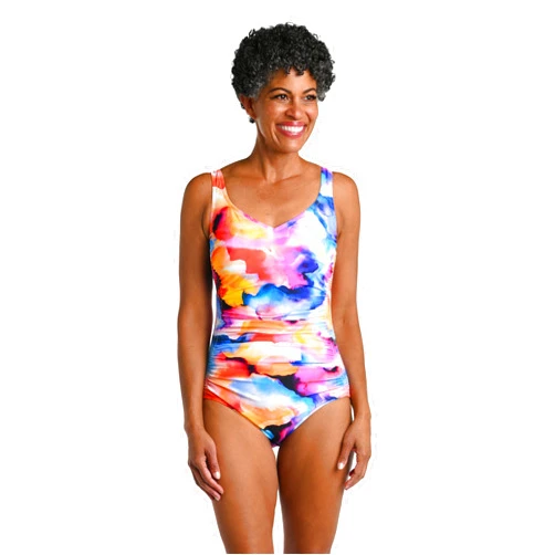 Maxine Of Hollywood Women's Side Shirred Girl Leg One Piece Swimsuit