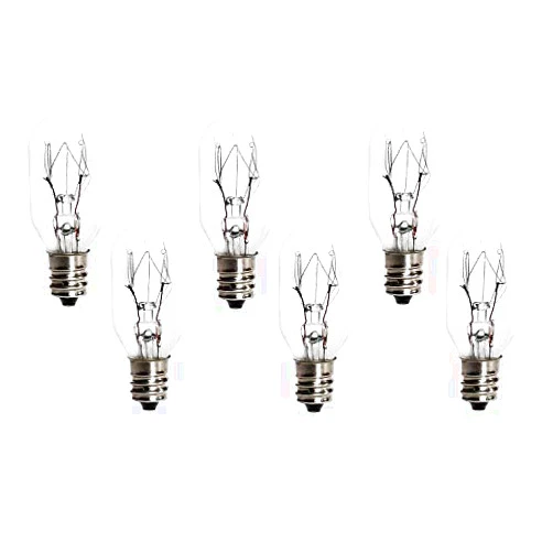 Haraqi 6 Pack 15 Watt E12 Socket Salt Lamp Bulbs,Replacement Incandescent Bulbs for Himalayan Salt Rock Lamps and Plug in Night Lights