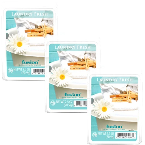 FUSION by Scentsationals Scented Wax Fragrance Melts - Laundry Fresh - Wax Cubes Pack, Home Warmer Tart, Electric Wickless Candle Bar Air Freshener, Spa Aroma Decor Gift - 2.5oz (3-Pack)