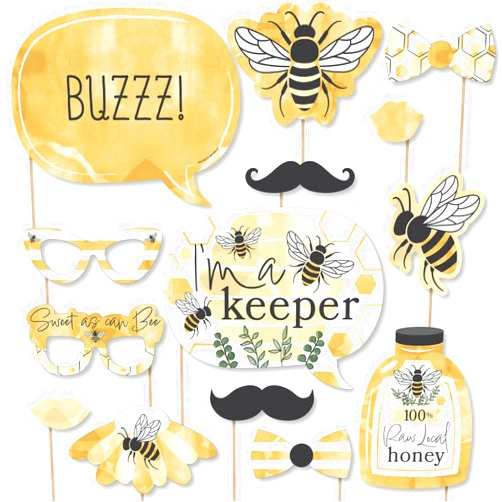 Big Dot of Happiness Little Bumblebee - Bee Baby Shower or Birthday Party Photo Booth Props Kit - 20 Count