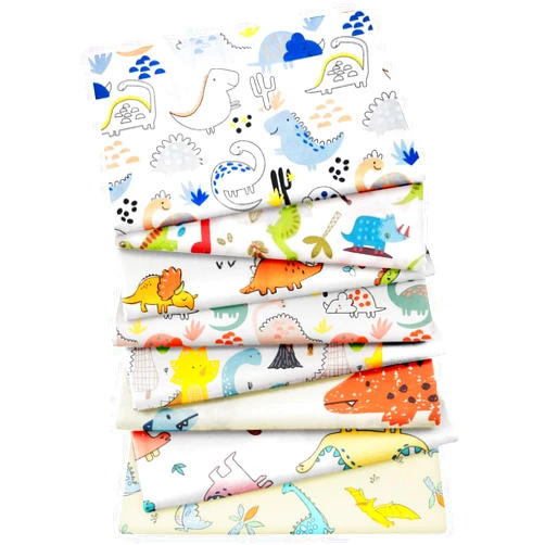 Aubliss 8pcs Fat Quarter Fabric Bundles 100% Cotton 19.6'' x 19.6''(50cm x 50cm) Quilting Cotton Craft Fabric Pre-Cut Squares Sheets for Patchwork Sewing Quilting Crafting(Dinosaur)