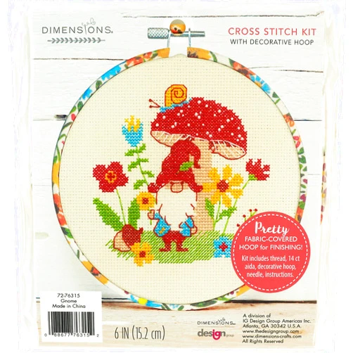 Dimensions 72-76315 Colorful Gnome Counted Cross Stitch Kit for Beginners, 6