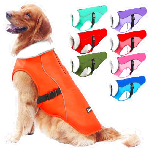 EMUST Winter Dog Jacket, Windproof Dog Apparel for Cold Weather, Reflective Winter Coats for Dogs, Warm Puppy Jacket for Cold Winter, Orange, S