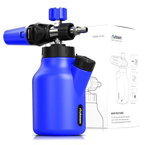 AUTOWN Foam Cannon, Heavy Duty Car Wash Foam Cannon for Pressure Washers with Wide Neck and 1/4'' Quick Connector, Snow Foam Cannon with Adjustable Nozzle and 1 L Bottle