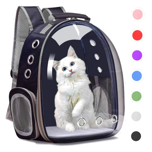 Henkelion Backpack Carrier/Bubble Carrying Bag for Small Medium Dogs Cats, Space Capsule Pet Carrier for Hiking, Travel, Airline Approved- Black