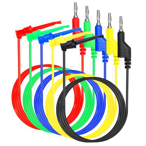 Sumnacon 39 Inch Multimeter Test Lead Set - 5 Pcs Stackable Banana Plug to Test Hook Wire Cable Kit with Protective, Flexible Wire Leads for Electrical Testing 500V/5A