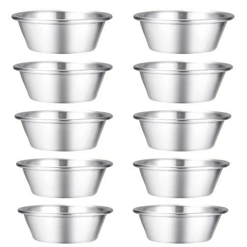 YO-yiHHG 10PCS Egg Tart Molds, Stainless Steel Cupcake Baking Mold Round Shape Reusable Dessert Molds For Home Kitchen (S)