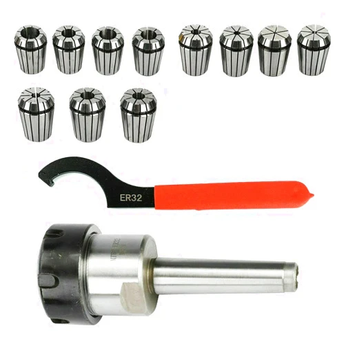 DNYSYSJ 11pcs Collet ER32 Spanner Chuck Set Precision MT2 Shank Spanner for Milling Machine