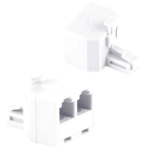 Uvital RJ11 Duplex Wall Jack Adapter Dual Phone Line Splitter Wall Jack Plug 1 to 2 Modular Converter Adapter for Office Home Fax Model Cordless Phone System, White(2 Pack)