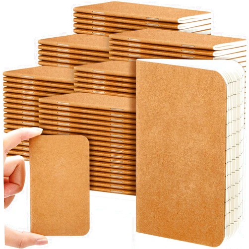 Outus 90 Pcs Small Notebooks Bulk 4 x 2.5 Inch Mini Pocket Notebook Lined Wallet Notepads Mini Journal Memo for Kids Students Teachers Traveler School Supplies, 30 Sheets 60 Pages(Brown)