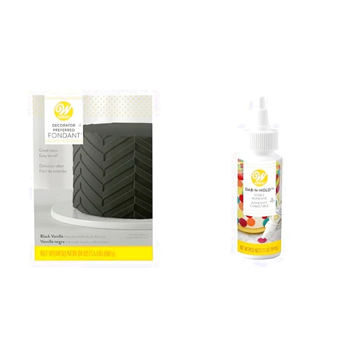 Wilton Black Fondant Icing 24 oz. and Edible Adhesive for Cake Decorating, 2 oz.