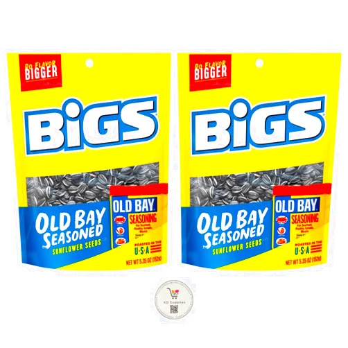 KD Supplies BIGS Sunflower Seeds, Keto Friendly 5.35 oz Bags (Pack of 2) (Old Bay Seasoning)