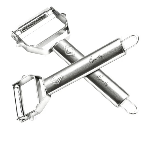 Basily Premium Julienne and Serrated Stainless Steel Peeler - Set of 2