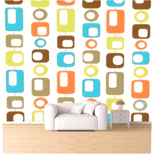 KHA44DFRGV mid Century Style Seamless Peel & Stick Wallpaper Removable Self-Adhesive Large Wallpaper Roll 3D Wall Mural Sticker Home Decor for Living Room Bedroom