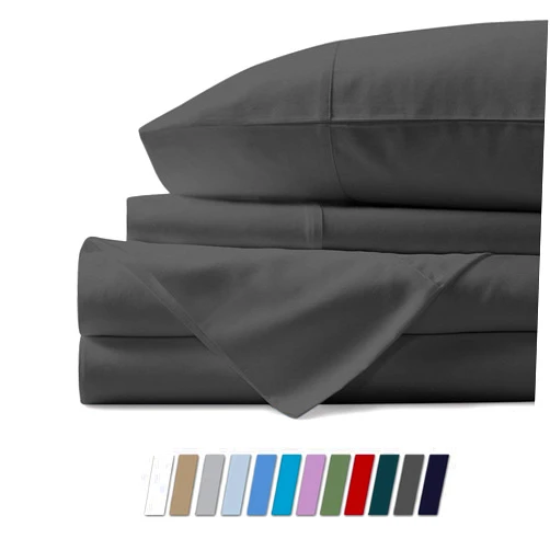 trendbeddingmart 100% Egyptian Cotton 6PC Sheets Set, Grey King 6PC Sheets Set, 800 Thread Count Long Staple Cotton, Sateen Weave for Soft and Silky Feel, Fits Mattress Upto 18'' DEEP Pocket