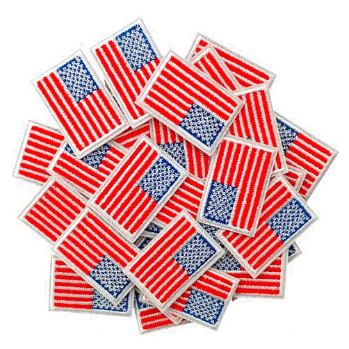 TACVEL 30Pcs Small American Flag Patches Patriotic Embroidered Iron-On US Flag Patch Appliques, Iron on or Sew on for Uniforms, Hats, Backpacks, Jackets, Pants, DIY Accessories-Red&White