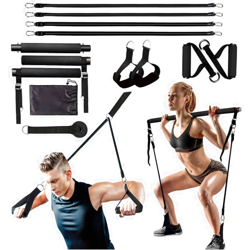 MALOOW Pilates Exercise Bar Kit with Resistance Bands