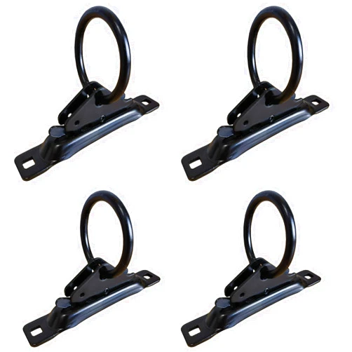 FishYuan E-Track Accessories Set - 4 PCS E-Track O-Ring and 4 PCS E-Track Single Slot Tie-Downs Compatible with Cargo Loads in Flatbeds Trailers Trucks Pickups Tie Down, Load Limit of 1500lb