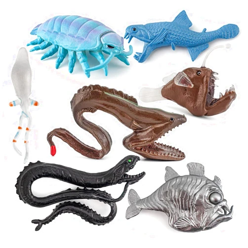 Liberty Imports 7 PCS Deep Sea Creatures Mini Figurines Set - Prehistoric Ocean Plastic Ancient Marine Animal Figures, Party Decoration Montessori Toys for Kids Toddlers