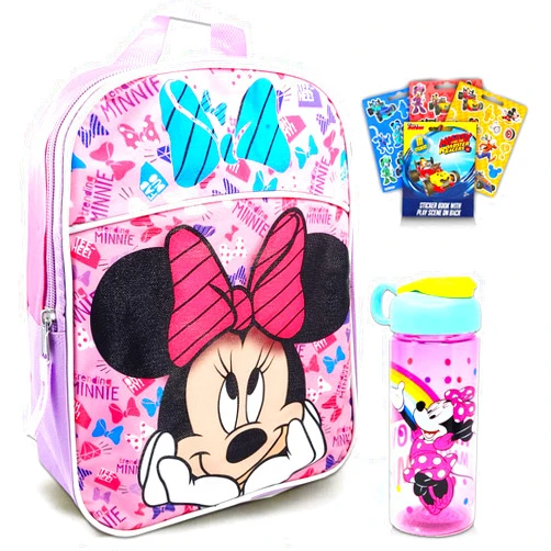 Disney Bundle Disney Minnie Mouse Mini Backpack For Girls, Kids ~ 3 Pc Bundle With 12