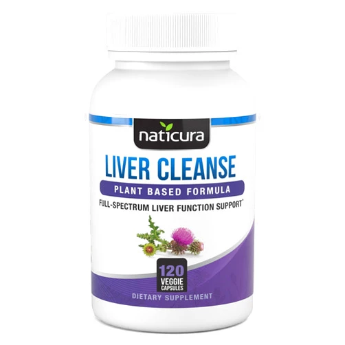 Naticura Liver Cleanse Plant-Based Formula - Vegan Full-Spectrum Supplement with Milk Thistle, Vitamin C and Zinc for Liver Function and Immune Support - 120 Capsules - No Fillers or GMO