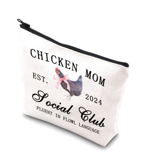 WCGXKO Funny Chicken Gift Chicken Mom Gift Chicken Mom Zipper Pouch Makeup Bag (CHICKEN MOM)