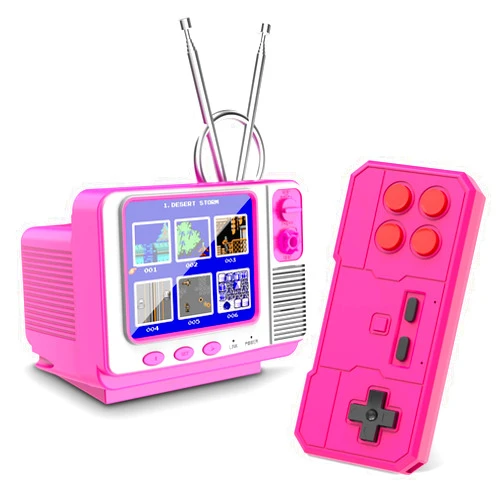 EASEGMER Handheld Games - GV300S 168 Classic Retro Video Game with 3.0 Inch Screen Electronic Mini TV Style Support Connecting TV and Two Players (Pink)