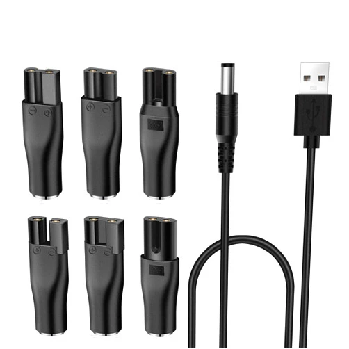Midnt 7PCS Power Cord 5V Replacement Charger,Charging Cable Set USB Adapter Compatible with Many Electric Hair Clippers,Beard Trimmers,Shavers,Beauty Instruments,Desk Lamps,Purifiers etc.…