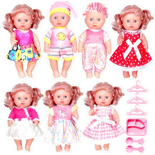ARTST Doll-Clothes-Accessories 7 Set Baby-Doll-Clothes Suitable for 8-10-Inch-Dolls Included Tablewar and Hangers
