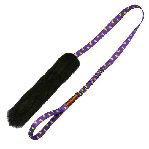 Tug-E-Nuff Sheepskin Bungee Chaser Tug | Durable Dog Tug Toy Chaser with Extra Long Handle | Ideal for Interactive Dog Training | 100% Responsibly-sourced Sheepskin | Size 47 x 12 inches