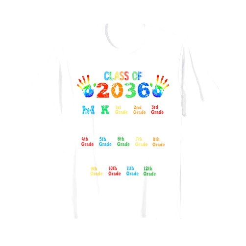 Back To School Class of - Grow With Me Handprint Class of 2036 Grow With Me Color Handprint Pre-K 12th Grade T-Shirt