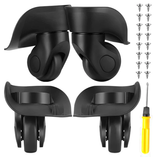 Silkfly 4 Pcs Luggage Wheels Replacement Travel Suitcase Caster Repair Kits with Screw Replacement Left and Right Wheels Mute Bearing Swivel for Luggage