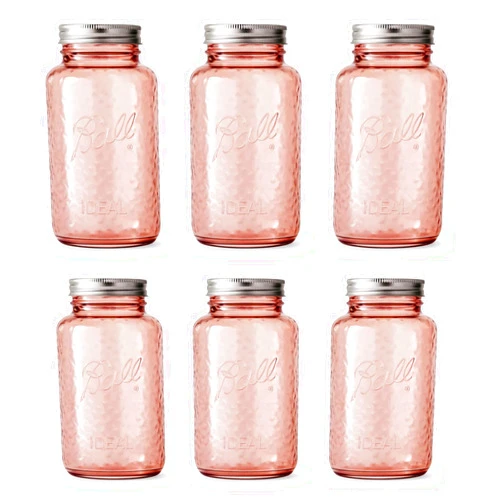 Ball Collectors Edition Vintage Rose Colored Canning Jars, Regular Mouth Quart Jars with Lids and Bands, 32 Oz Each, Pack of 6, 2166214-6PK