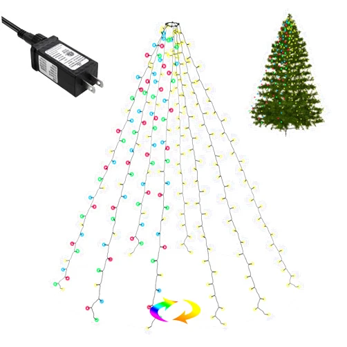 Chasefun Christmas Tree Lights,Warm White & Multicolor Color Changing 11 Lighting Modes Christmas Tree Fairy Lights,288LED,6.6FT x 8 Lines Christmas String Lights for Xmas Tree Decoration