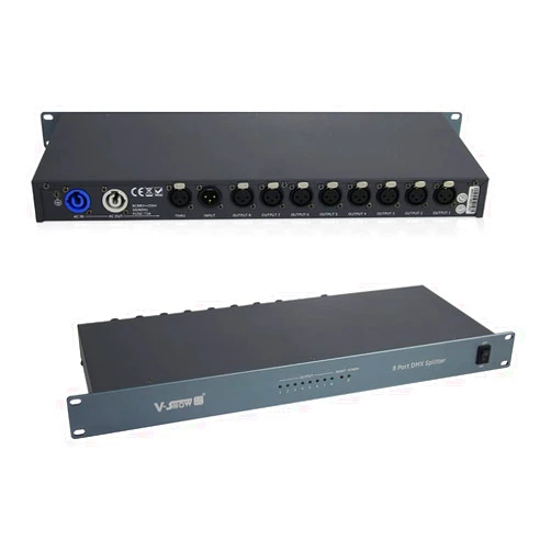 ROCKDJ V-Show Universal DMX512 Optical Splitter - 8port DMX Splitter DMX512 8CH DMX Splitter Stage Lights Signal Amplifier Splitter 8 Way DMX Distributor (8 Port DMX Splitter)