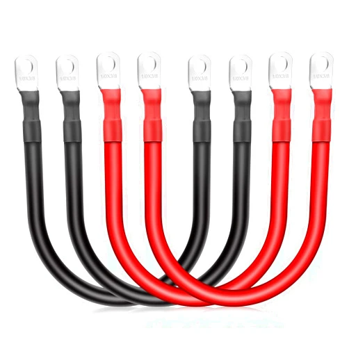Linkstyle 4pcs 1/0 AWG Battery Cables, 30CM/12inch Copper Battery Inverter Cables Set, with 3/8