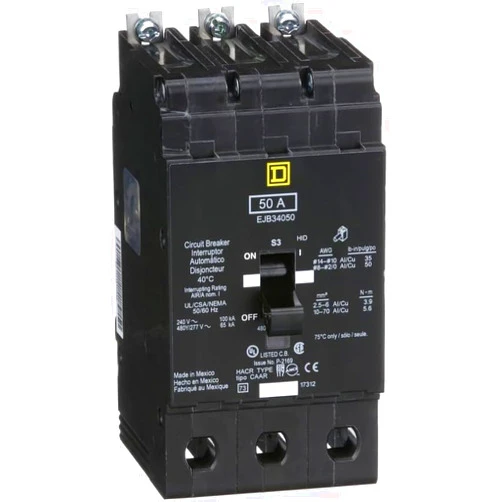 Generic Square D EJB34050 Super HIGH INTERUPTING Breaker 3 Pole 480 Volt 50AMP 65 KAIC Bolt ON