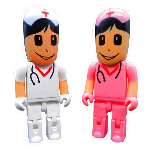 Kingdowin USB Flash Drives Memory Sticks Thumb Drive 2Pack Robot Nurse for Presents & Birthday Gifts(White & Pink 32GB)