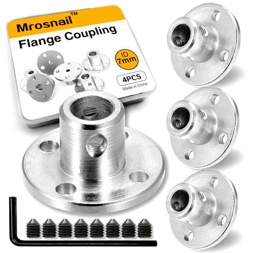 Mrosnail 4Pcs 7mm Flange Coupling Connector - Rigid Shaft Axis Fittings for DIY RC Model Motors