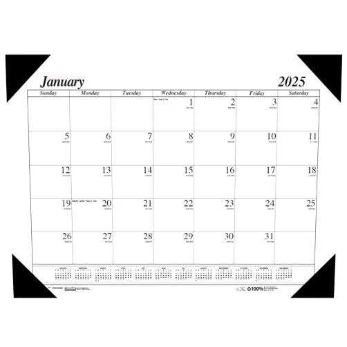 House of Doolittle 2025 House of Doolittle Economy 22-inch x 17-inch Monthly Desk Pad Calendar, White/Black (12402-25)